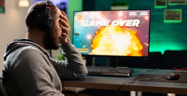 gamer with headset microphone losing video games gaming home studio talking with friends networks defeated man with headphones streaming online cyber performing tournament 482257 16666