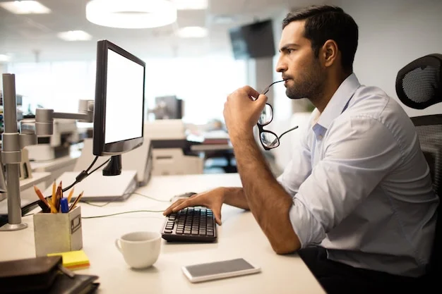 thoughtful businessman using computer office 107420 93209