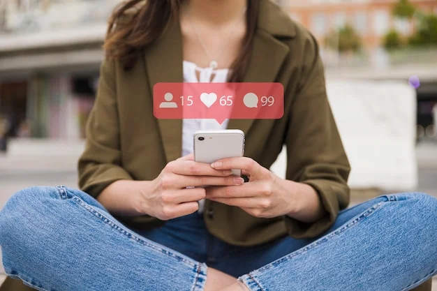 close up woman holding cellphone with social media network icons 23 2147844488