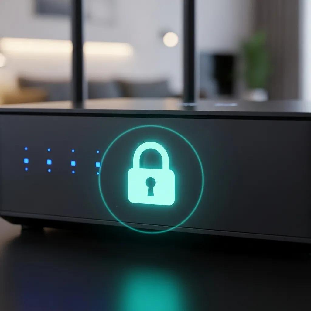 Close-up of a secure router symbolizing protection against DNS poisoning