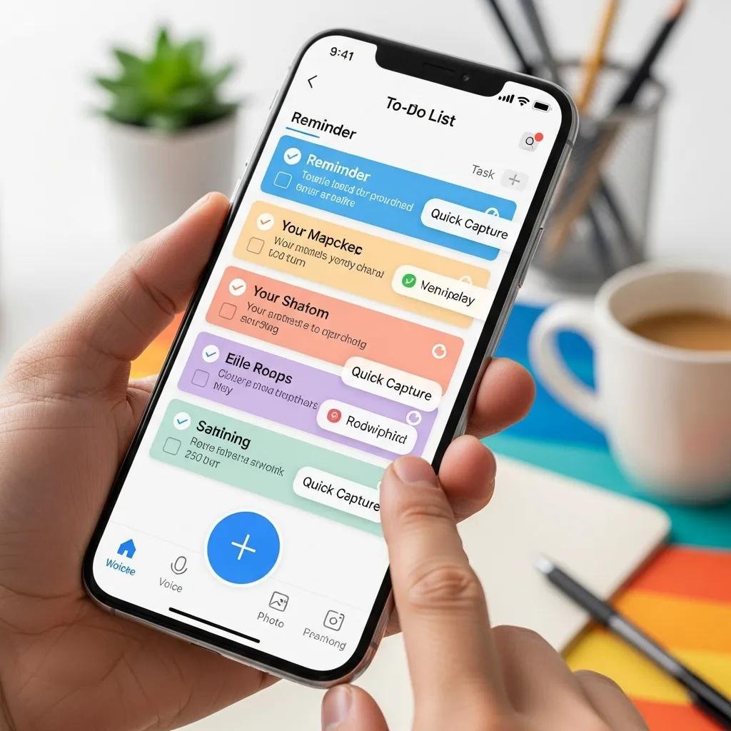 Close-up of a smartphone showing a user-friendly to-do list app interface, highlighting features for personal productivity