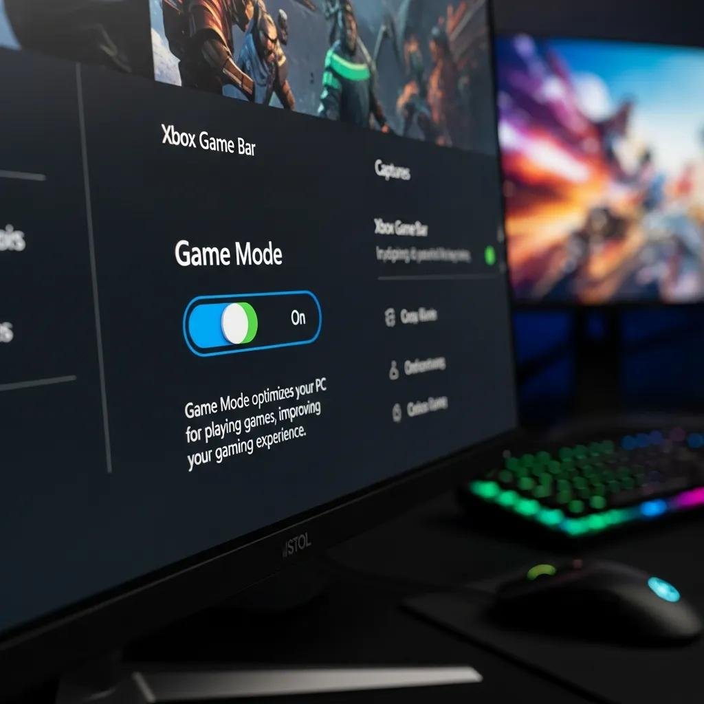 Close-up of Windows Game Mode settings interface with toggle switch highlighted