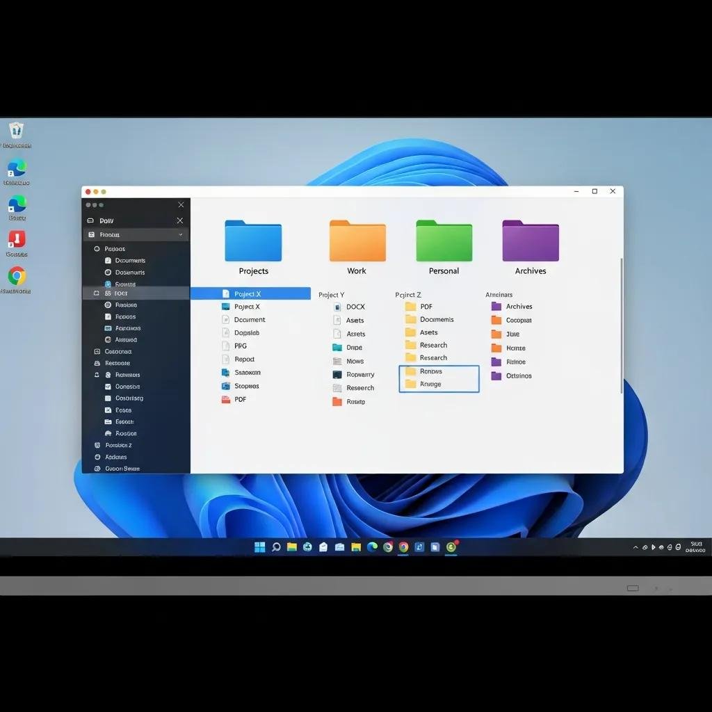 Digital file organization system with a clear folder hierarchy on a computer screen