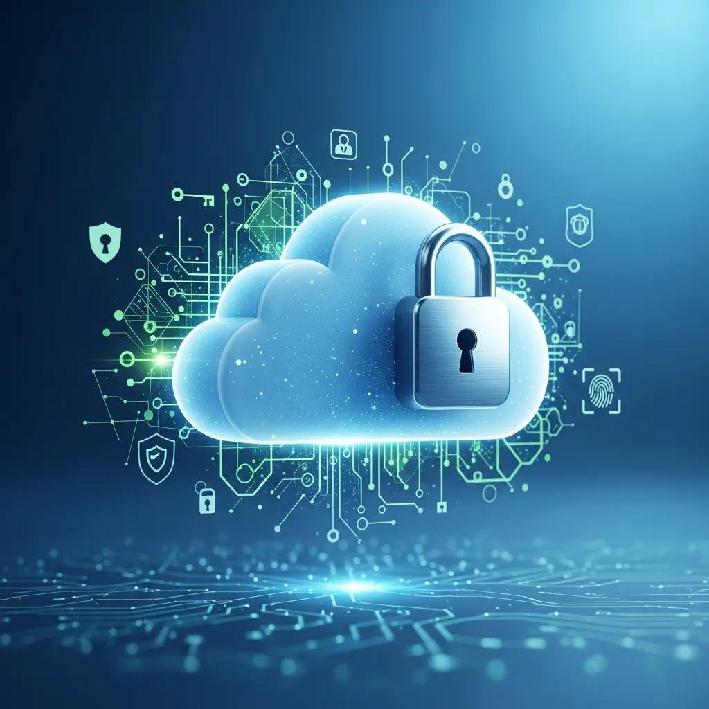 Secure cloud environment with digital lock symbol representing cloud security strategies