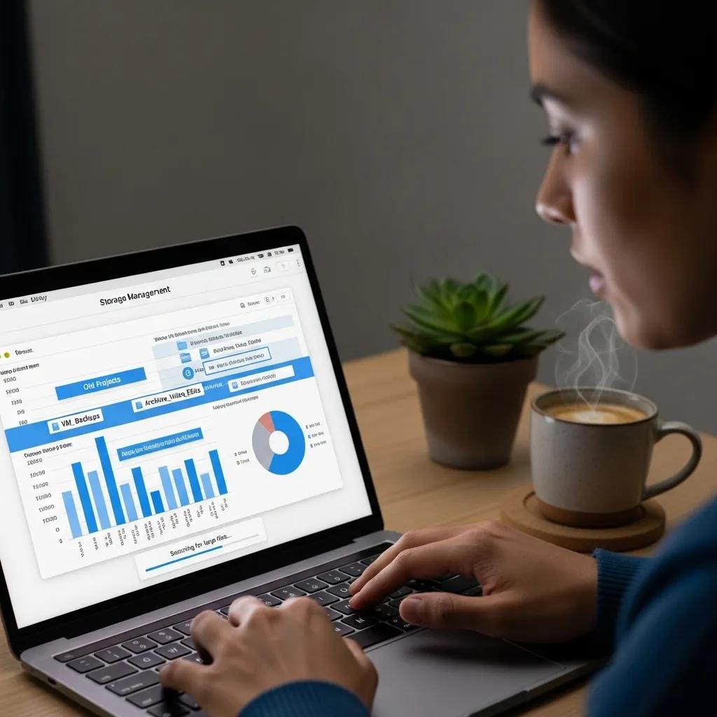 User actively managing files on a MacBook to free up disk space, illustrating effective cleanup methods