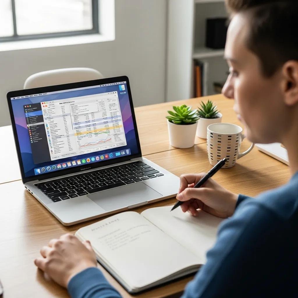 User analyzing performance metrics on MacBook with Activity Monitor