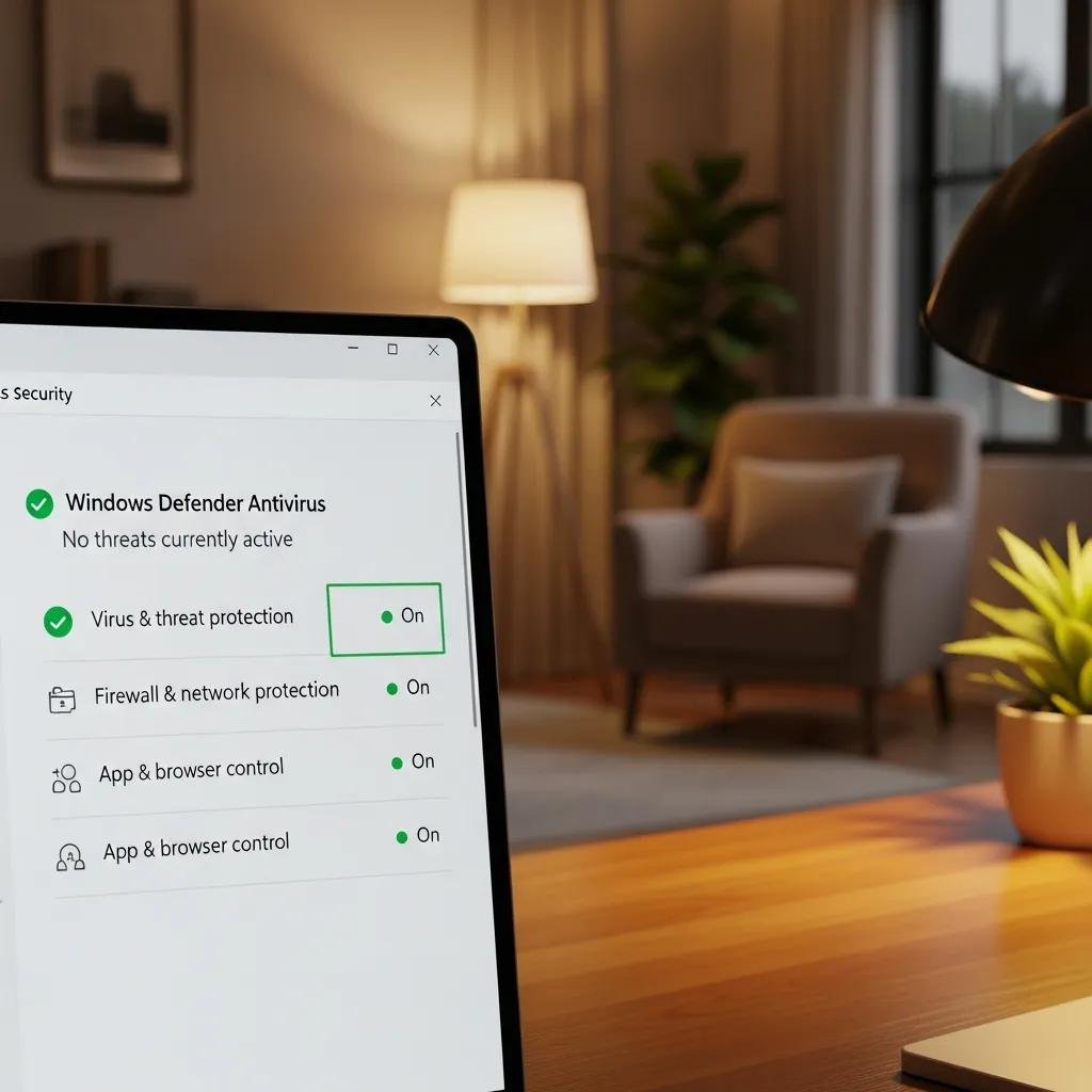 Windows Security settings interface highlighting best practices for PC protection