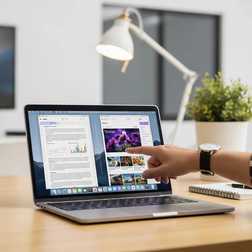 MacBook in Split View mode showcasing advanced multitasking techniques