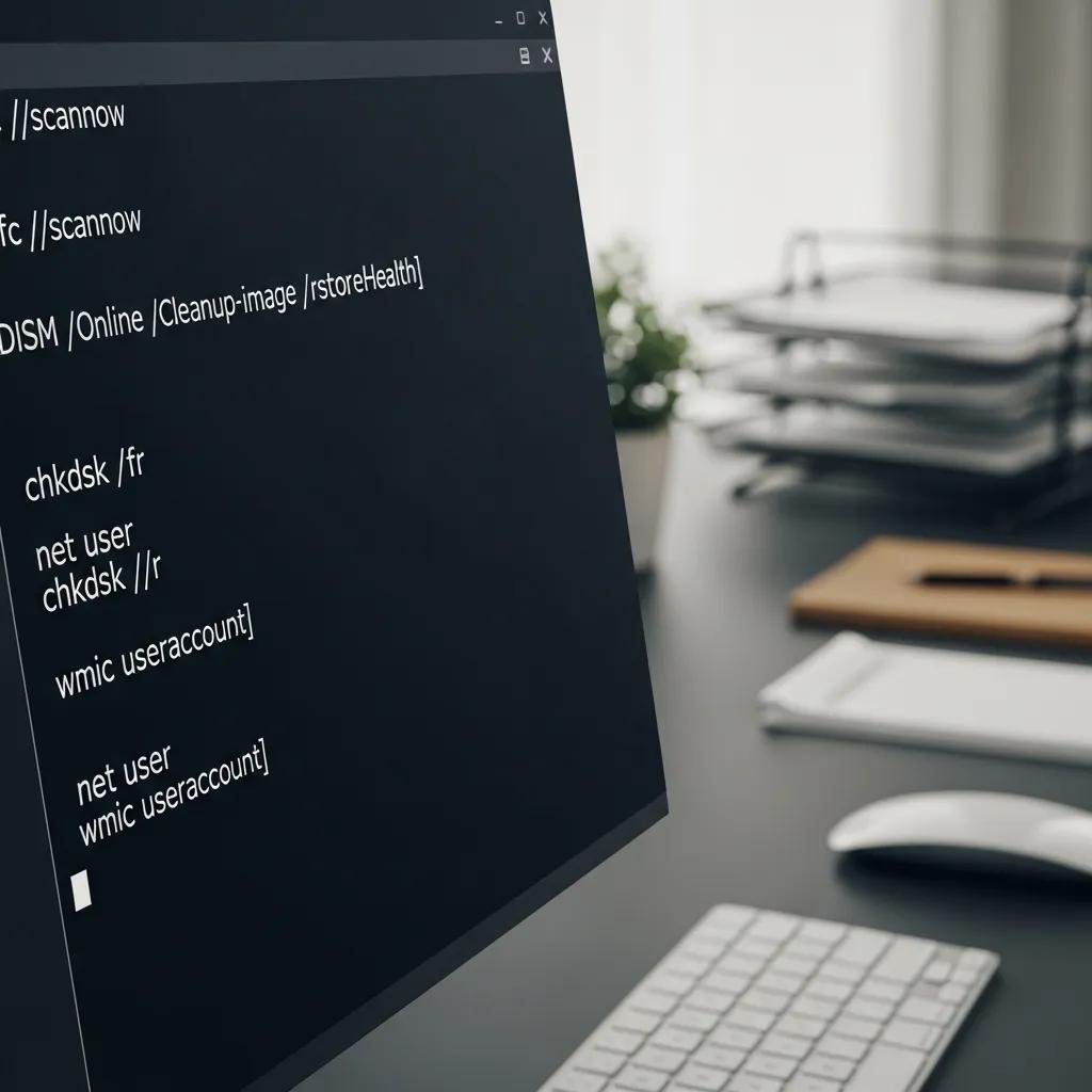 Close-up of command line interface for Windows profile repair