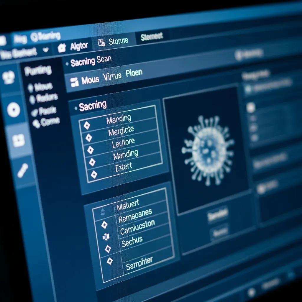 Computer screen showing a virus scan in progress with scanning software