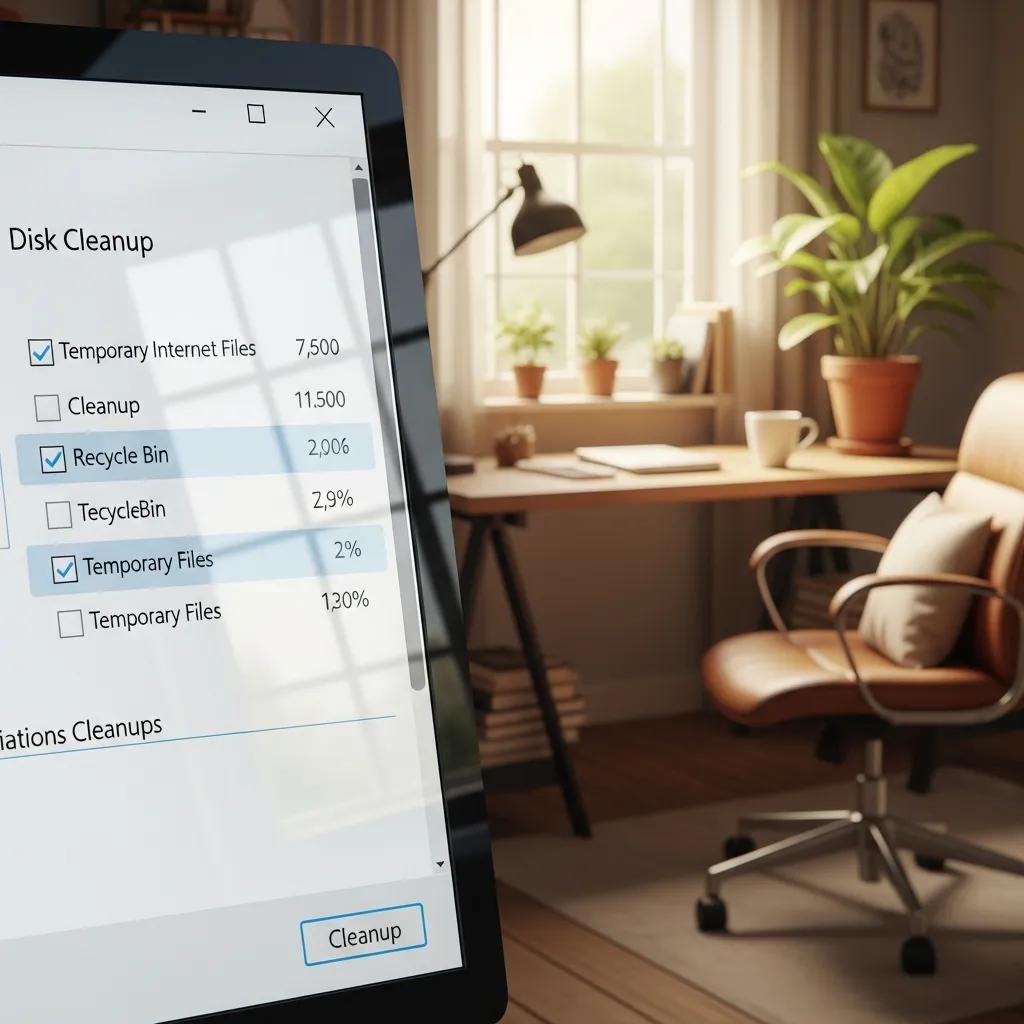 Computer screen showing Disk Cleanup tool for removing temporary files