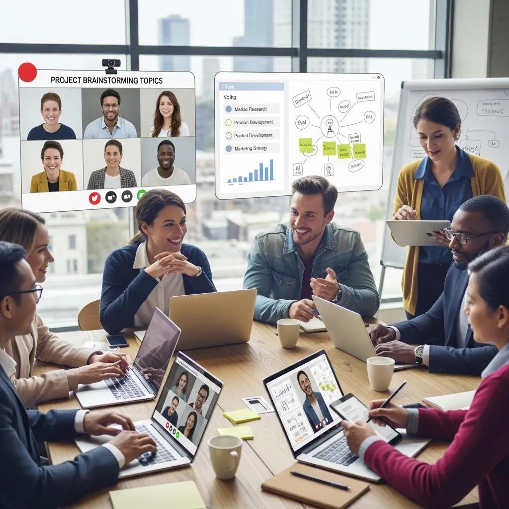 Diverse group of professionals actively participating in a virtual meeting, highlighting engagement strategies