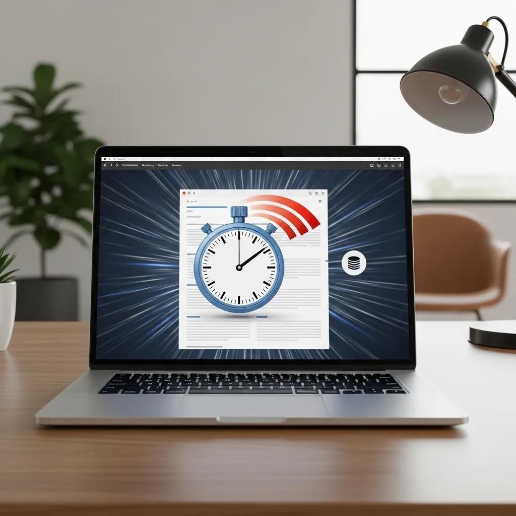 Fast-loading webpage on a laptop illustrating the benefits of browser cache