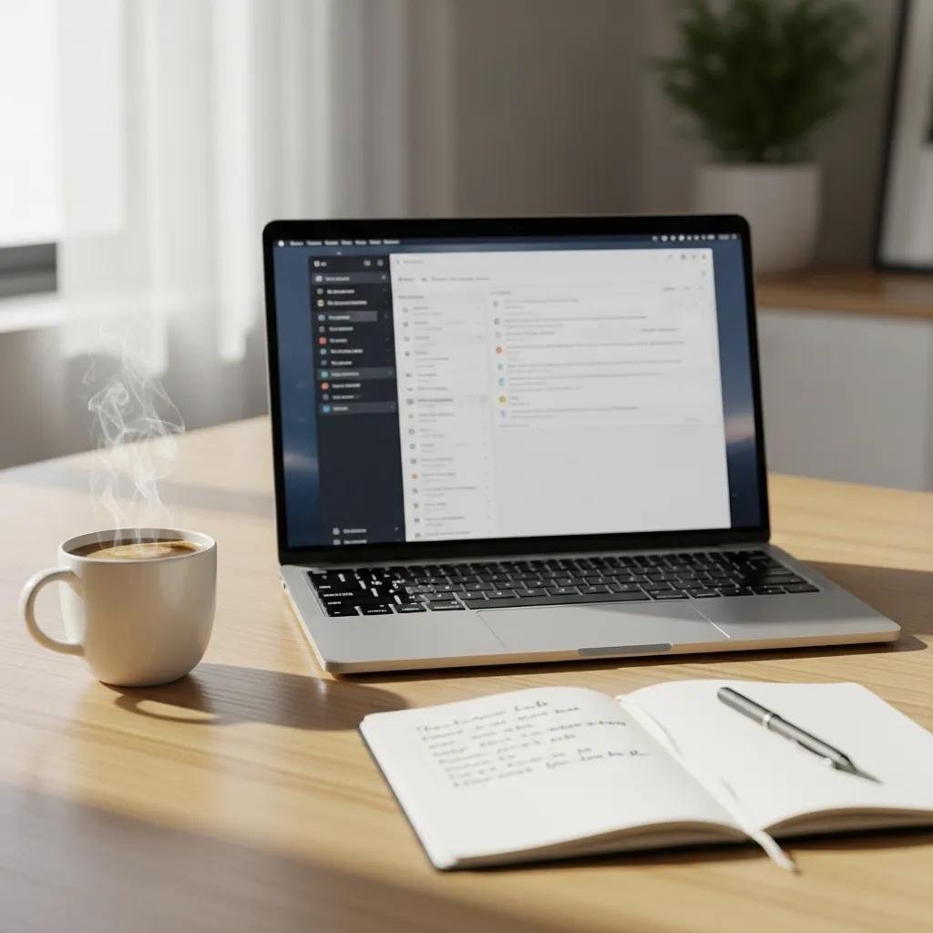 Laptop in a modern workspace illustrating background app management for improved performance