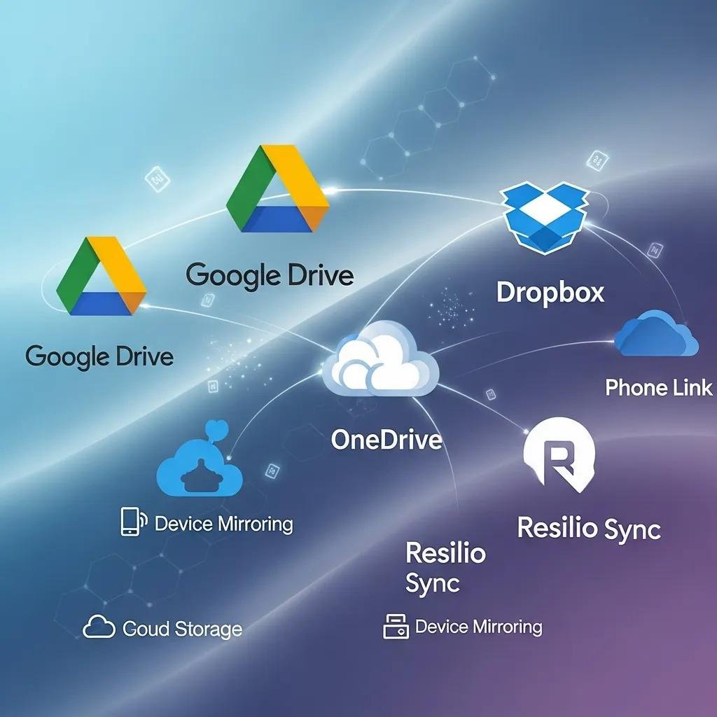Logos of top synchronization software for phone and PC integration