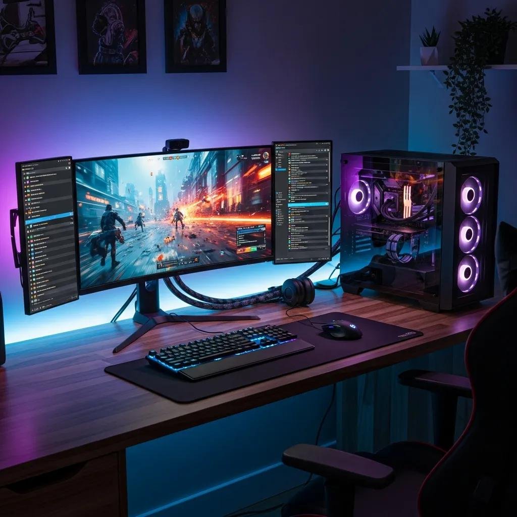 Optimized gaming setup featuring a high-refresh-rate monitor and efficient cooling solutions