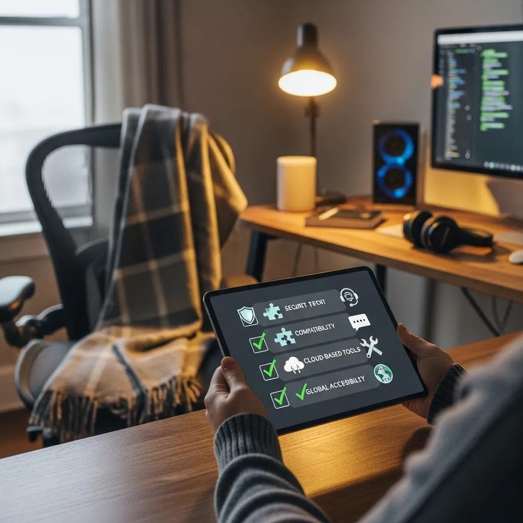 Person reviewing a checklist of essential features for remote tech support