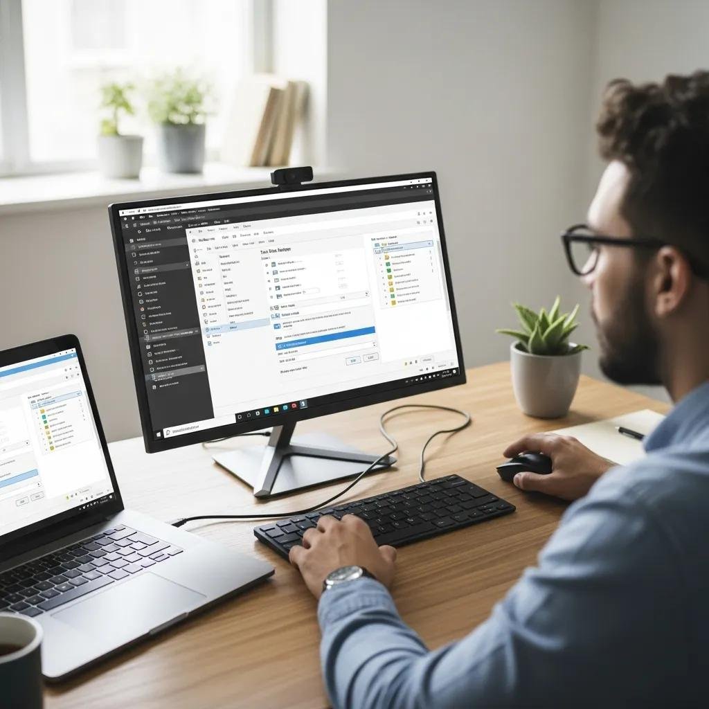 Person troubleshooting Windows Task Manager on a computer