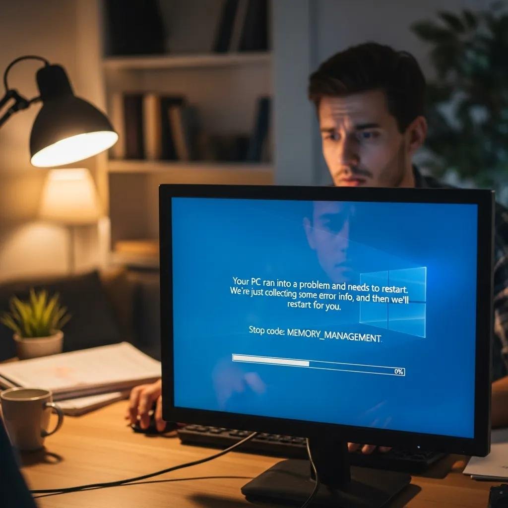 User experiencing a Blue Screen of Death error on a computer, indicating RAM failure symptoms