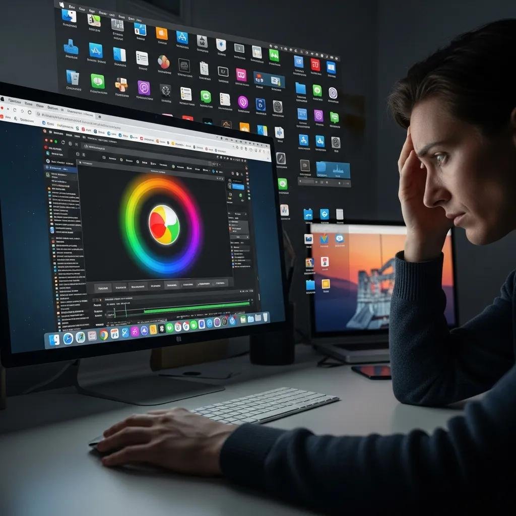 User experiencing frustration with a slow Mac, highlighting common performance issues