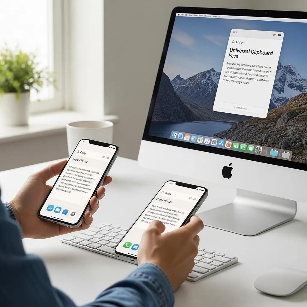 User setting up Universal Clipboard between Mac and iPhone for seamless productivity