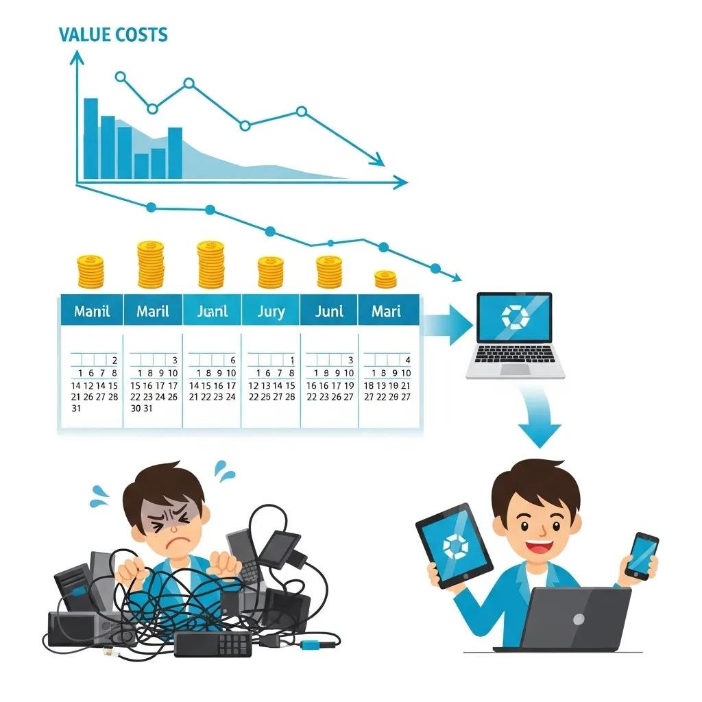Visual representation of cost savings and value in annual tech support plans, highlighting user satisfaction