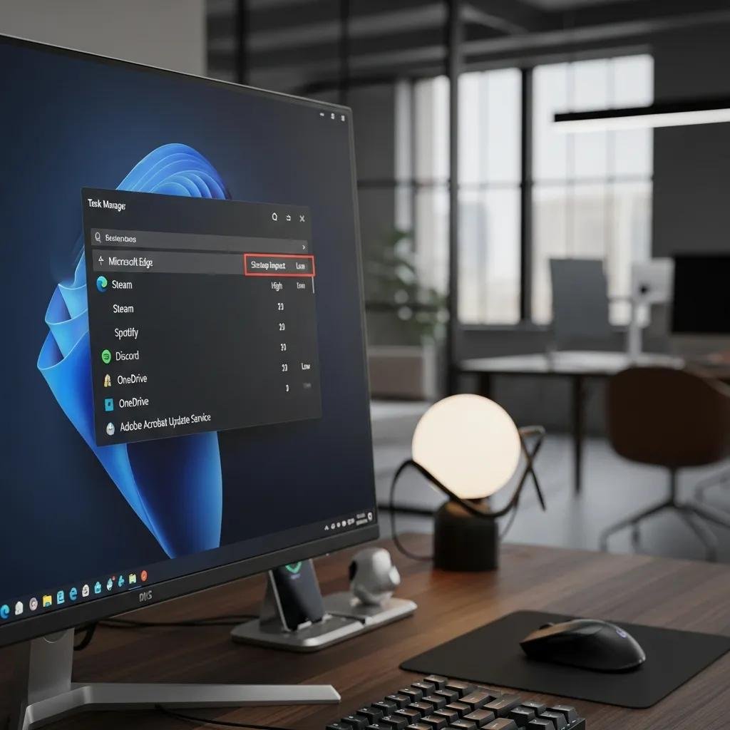 Windows Task Manager showing startup programs for optimization